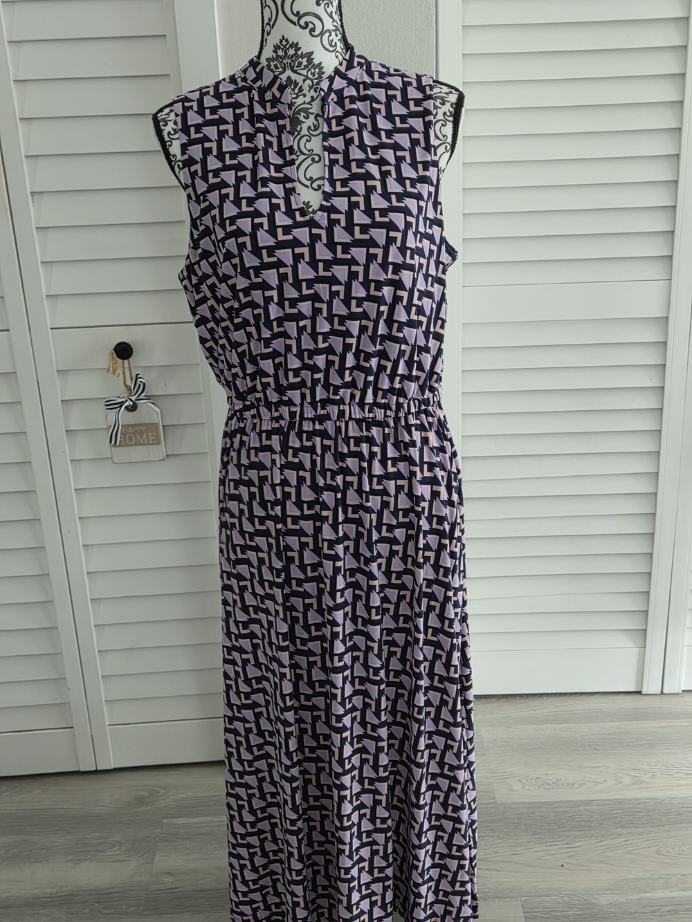 Anne Klein Geometric Print Maxi Dress
